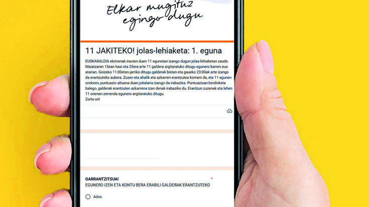 11 ikasteko jolas lehiaketa: gaurko galdetegia