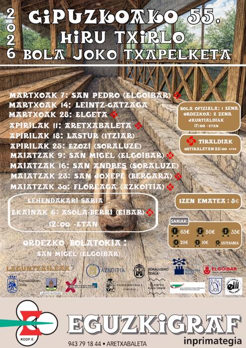 Gipuzkoako 55. hiru txirlo bola joko txapelketa