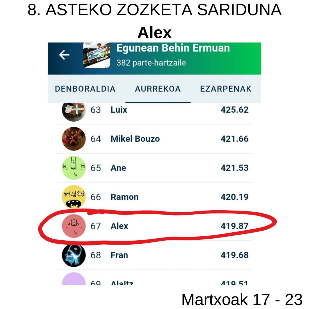 Egunean Behin (17) Ermuan: 8. astea