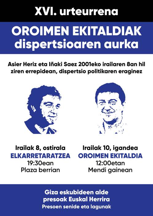 Oroimen ekitaldia: Asier eta Iñakiren heriotzaren XVI. urteurrena