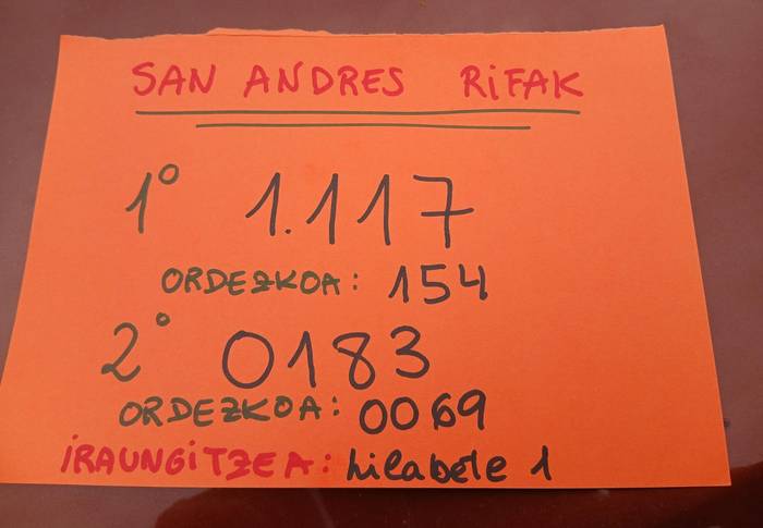 San Andresko errifen zenbaki irabazleak