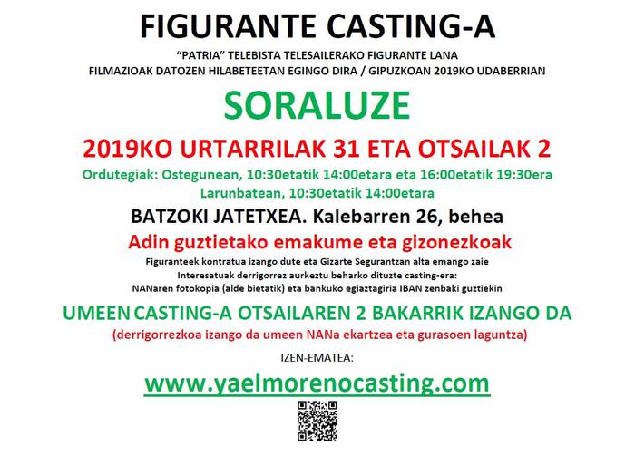 'Patria' telesailerako casting-ak