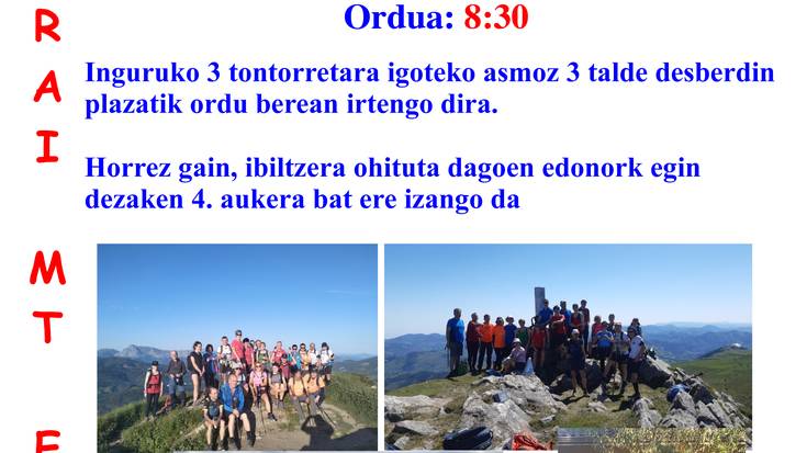 Aldibereko igoera Urko, Oiz eta Egoarbitzara