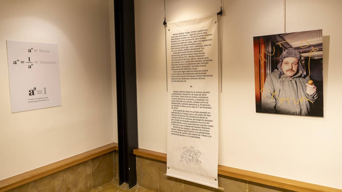 Markos Gimenoren 'Karteletrak' erakusketa ikusgai Musika Eskolako erakusketa gelan