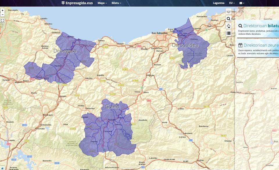 Debegesa, Oarsoaldea eta Goieki garapen agentziek enpresen mapa berria osatu dute GIS teknologia erabiliz