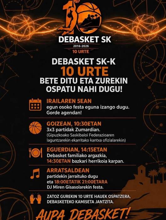 Debasket Saskibaloi Klubaren 10. urteurren festa