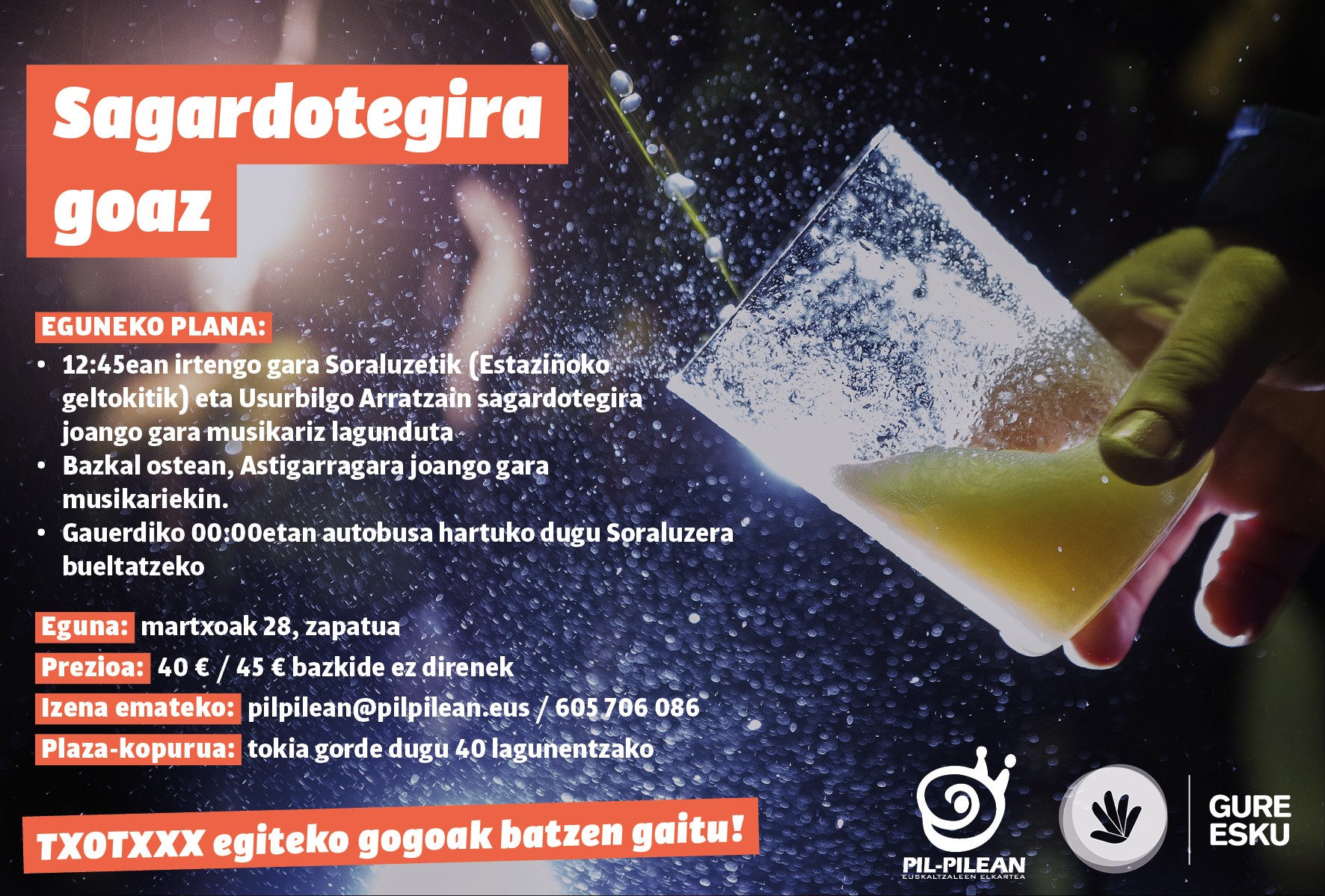 Sagardotegira joateko plana antolatu dute herriko hiru taldek