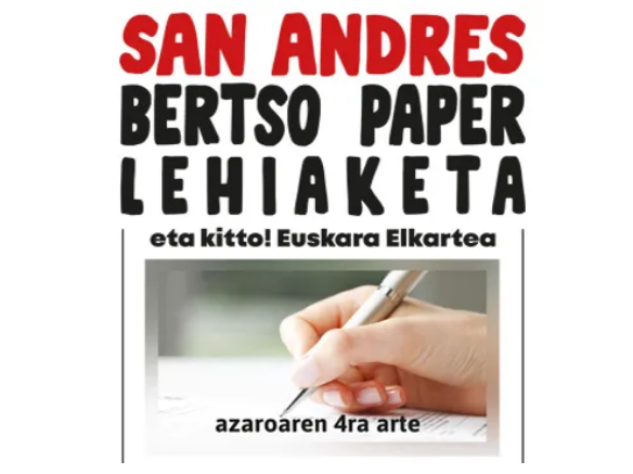 San Andres bertso-paper lehiaketarako epea zabalik egongo da azaroaren 4ra arte