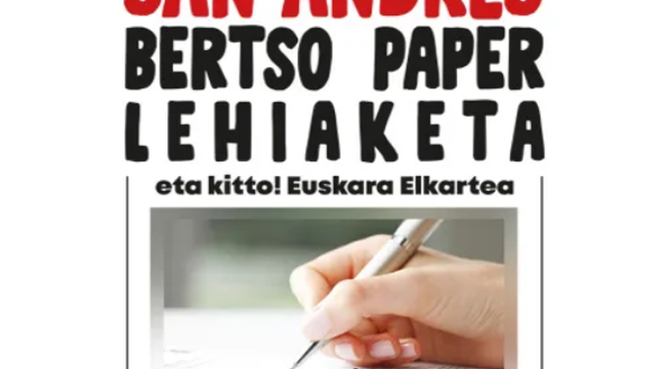 San Andres bertso-paper lehiaketarako epea zabalik egongo da azaroaren 4ra arte