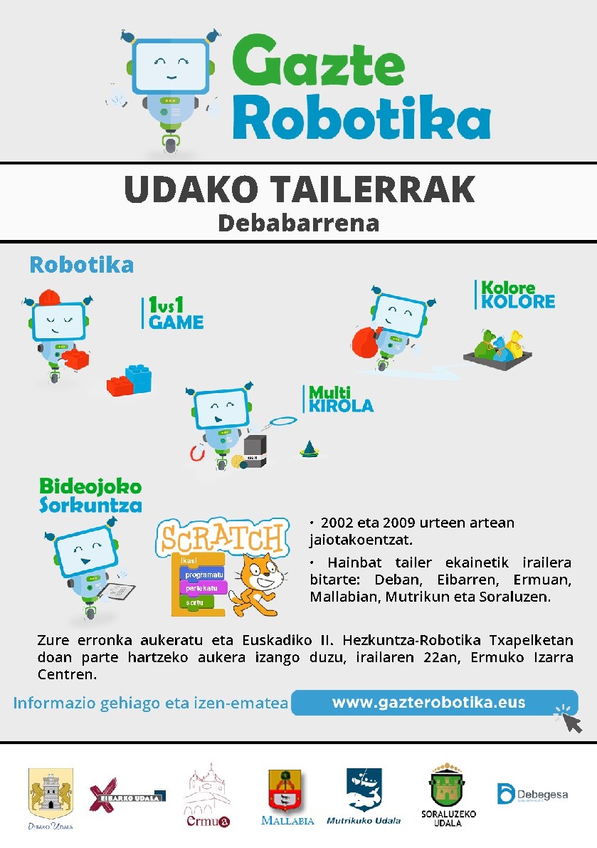Gazte Robotika egitasmoak robotika eta bideojokoen sorkuntza tailerrak eskainiko ditu udan Debabarrenean