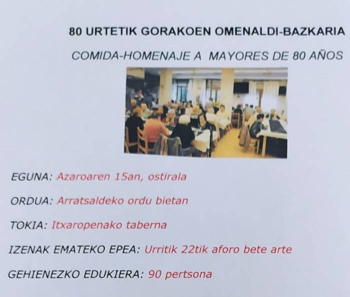 80 urtetik gorakoendako bazkari-omenaldia