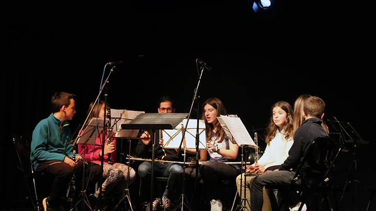 Musika eskolako gabonetako kontzertua iruditan