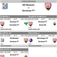 Soraren asteburuko partiduak