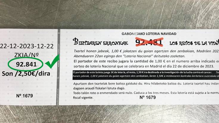 92.841 da Mendaroko garagardo feriako Gabonetako loteriaren zenbakia