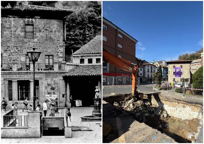 Komun publikoa izan zenaren arrastoak bistaratu dituzte Kalebarren plazako obrek