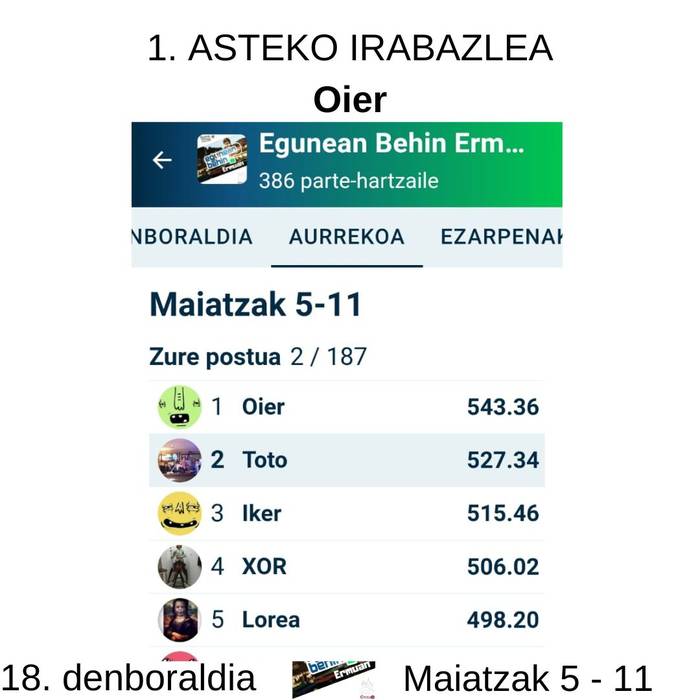 Egunean Behin (18) Ermuan: 1. astea