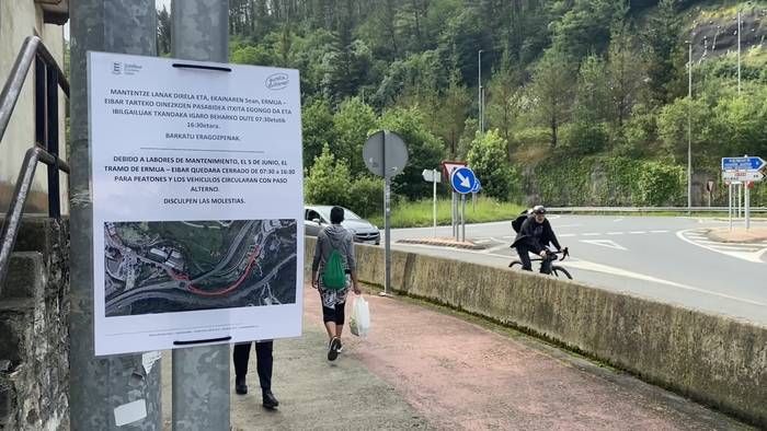 Ermua-Eibar tartea moztuko dute bihar, ibilgailuentzat partzialki, oinezkoentzat erabat
