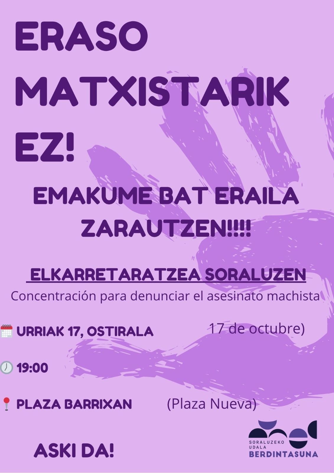 Barakaldoko azken hilketa matxista salatzeko gaitzespen irmoa