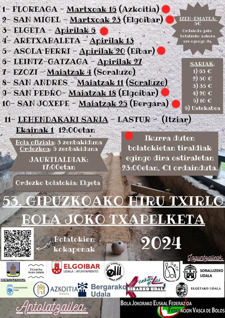 Badator 53. Gipuzkoako hiru txirlo bola joko txapelketa