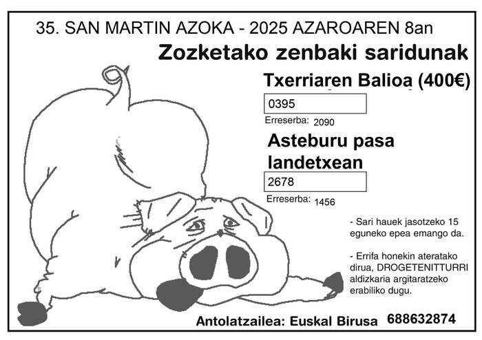 San Martin azokako txerriaren errifaren zenbaki sarituak