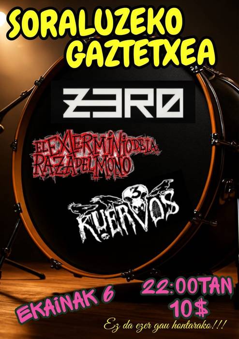 Kontzertuak: Zero, El exterminio de la raza del mono eta 3 Cuervos