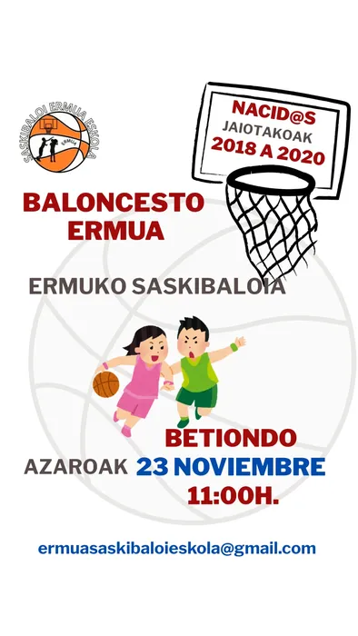 Saskibaloi jarduera berriak Ermuan!