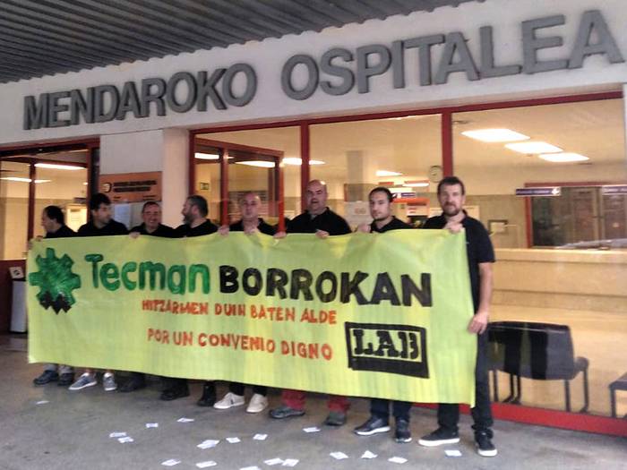Greba mugabagea hasi dute Mendaroko Ospitaleko Tecman enpresako beharginek