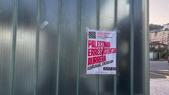 "Palestinar erresistentziaren alde eta Israelen eta bere konplizeen aurka, urriaren 4an Iruñera!"
