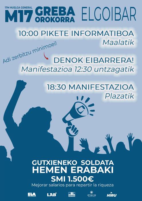 Martxoaren 17ko mobilizazioekin bat egin du Elgoibarko Duintasuna jubilatu eta pentsiodunen taldeak