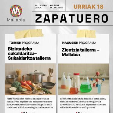 ZAPATUERO: Sukaldaritza txikientzat + Zientzia tailerra nagusientzat
