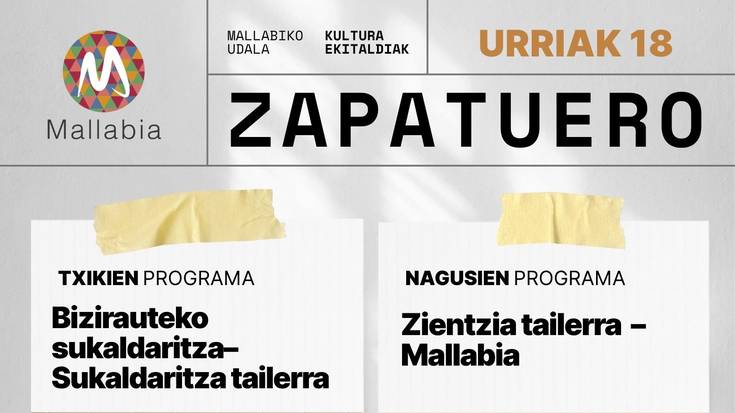 ZAPATUERO: Sukaldaritza txikientzat + Zientzia tailerra nagusientzat