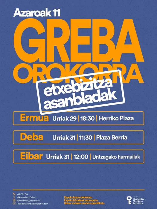 Azaroaren 11ko greba antolatzeko asanblada
