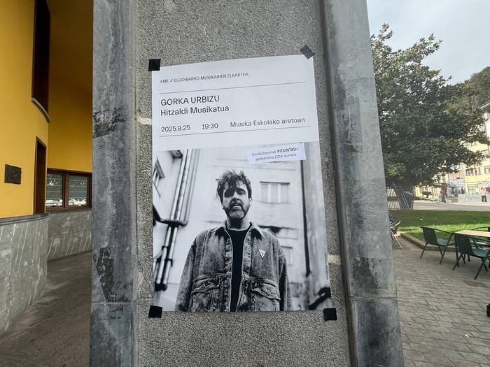 Gorka Urbizu musikariarekin elkarrizketa musikatua iragarri du Elgoibarko Musikarien Elkarteak irailaren 25erako