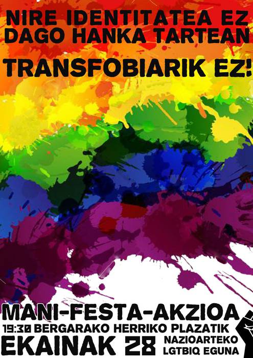 Manifestazioa Bergaran: "Nire nortasuna ez dago nire hankartean. Transfobiari EZ!"