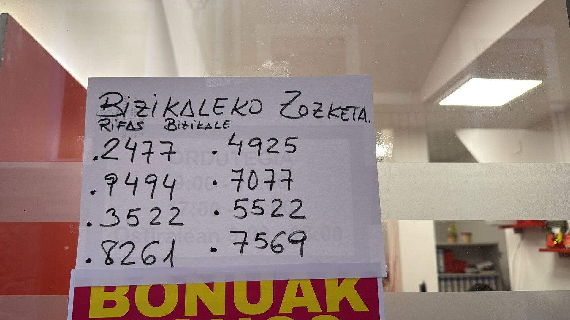 Bizikaleren bonoen zenbaki irabazleak