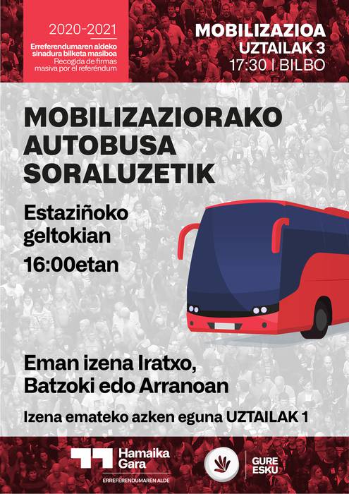 Erreferendumaren aldeko mobilizazioa Bilbon (autobusa)