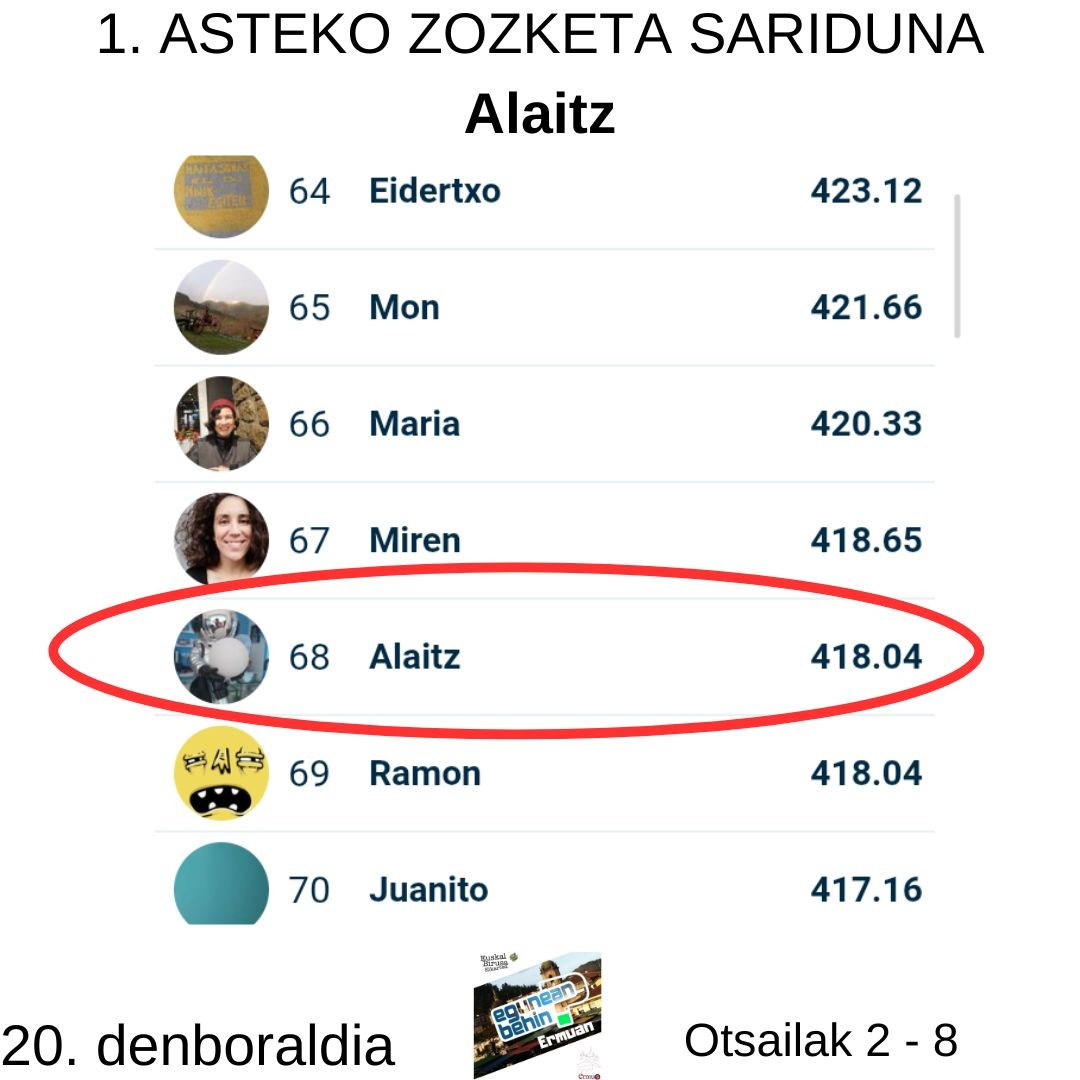 Egunean Behin (20) Ermuan: 1. astea