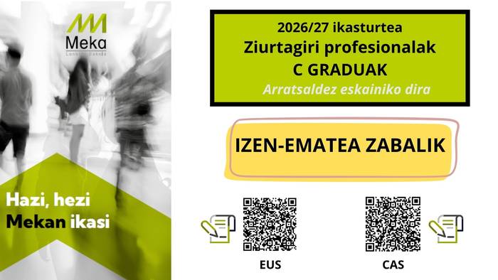 Ziurtagiri profesionalak aterateko izen-ematea zabalik!