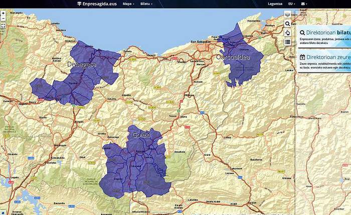 Debabarreneko enpresen mapa birtual berria osatu du Debegesak GIS teknologia erabiliz