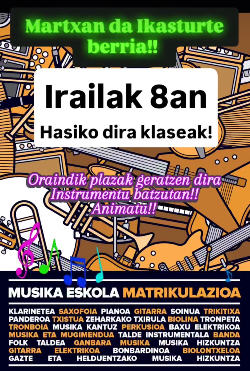 Irailaren 8an hasiko dira eskolak