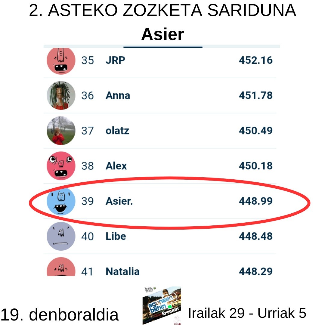 Egunean Behin (19) Ermuan:  2. astea