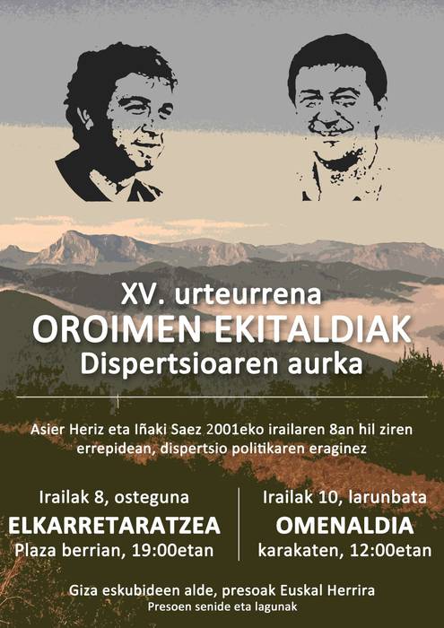 Oroimen ekitaldia: Asier eta Iñakiren heriotzaren XV. urteurrena