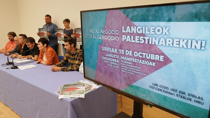 Greba, lanuzteak eta mobilizazioak izango dira gaur Palestinaren alde