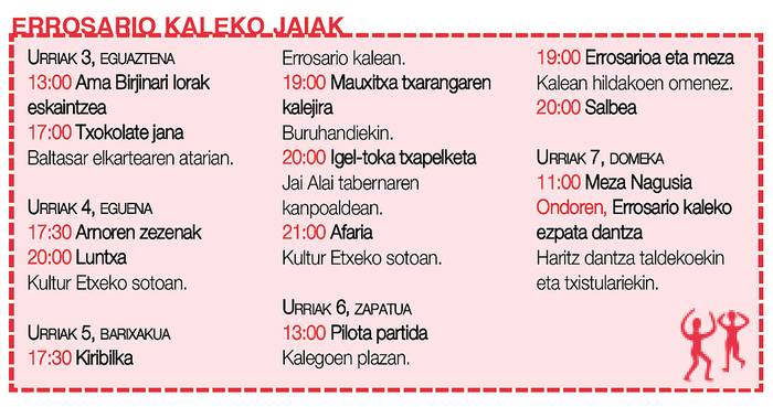Errosario kaleko jaien egitaraua.