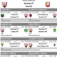 Soraren asteburuko partiduak