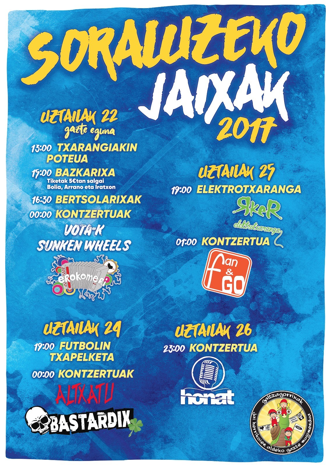 Zubiko txosnetako egitaraua