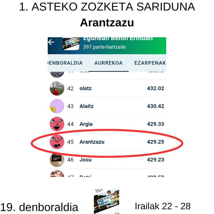 Egunean Behin (19) Ermuan:  1. astea