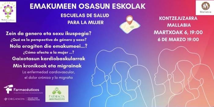Emakumeen Osasun Eskola: "Gaixotasun kardiobaskularrak, min kronikoak eta migrainak"