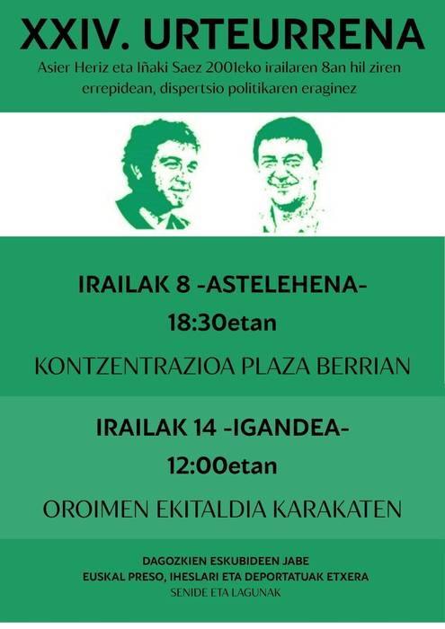 Asier eta Iñakiren heriotzaren XIV. urteurreneko oroimen ekitaldia