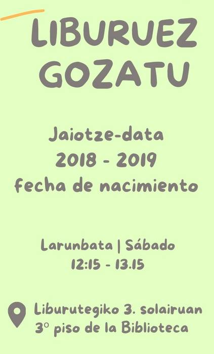 "Liburuez gozatu" haurrentzako irakurketa kluba